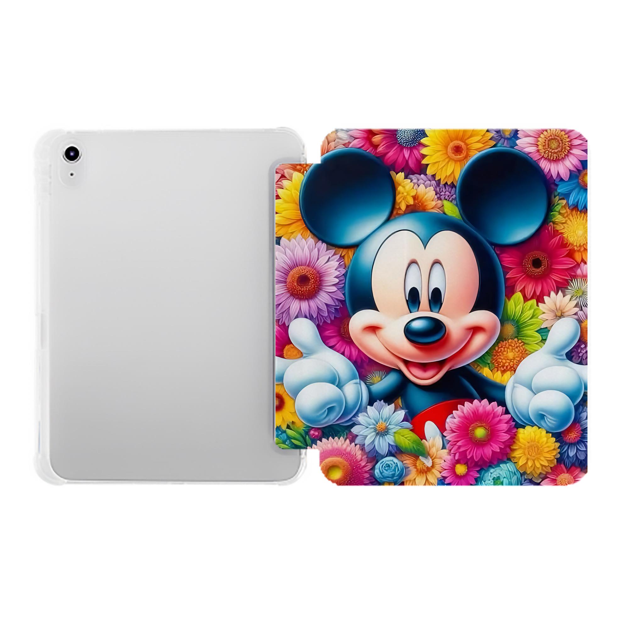 （画像用） ミッキーマウス Mickey Mouse IPad ケース ペン収納付き 三つ折りスタンド PUレザー×シリコン 対応機種9.5/10.5/10.9インチ